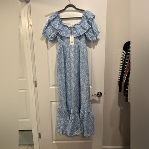 LoveShackFancy Blue & White Dress